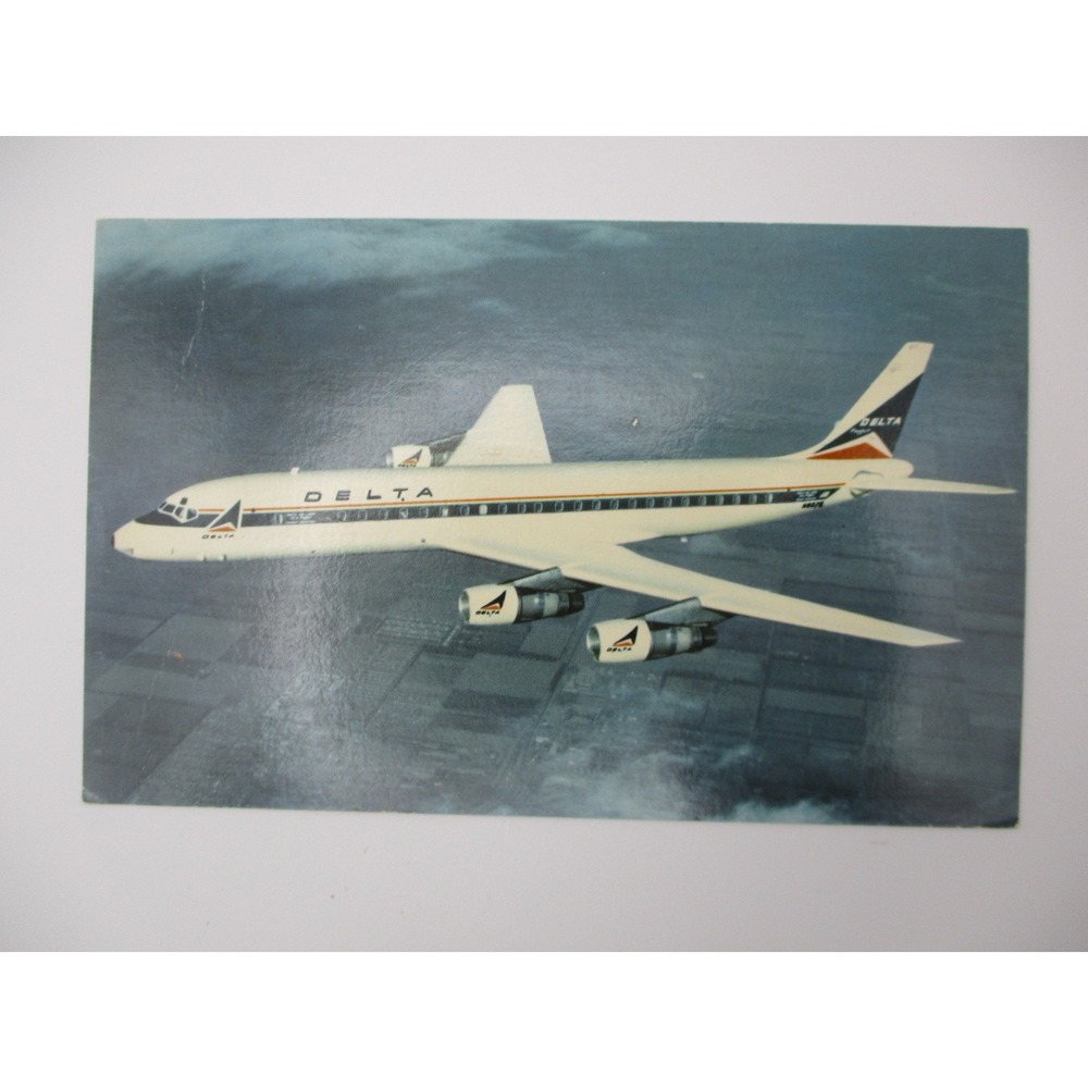 Vintage Delta Air Lines‎ Douglas DC-8 Fanjet Postcard 1971 Postmarked Aviation